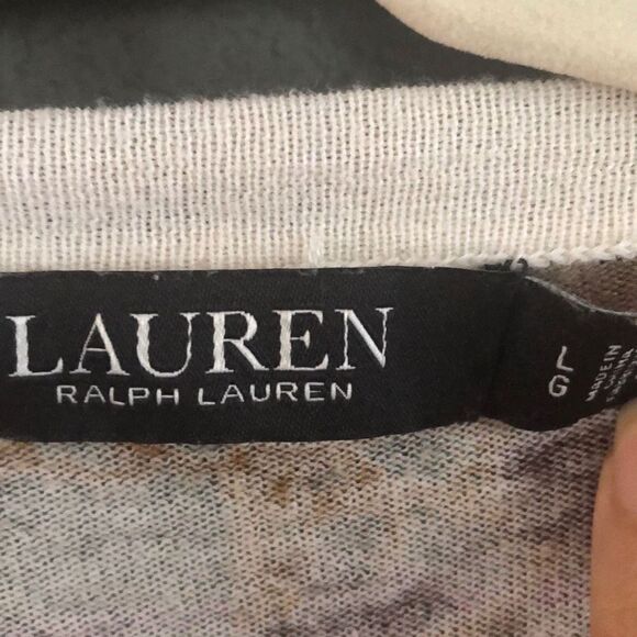LAUREN Ralph Lauren equestrian bridle stirrup lightweight, sweater, plaid size L - Picture 3 of 4